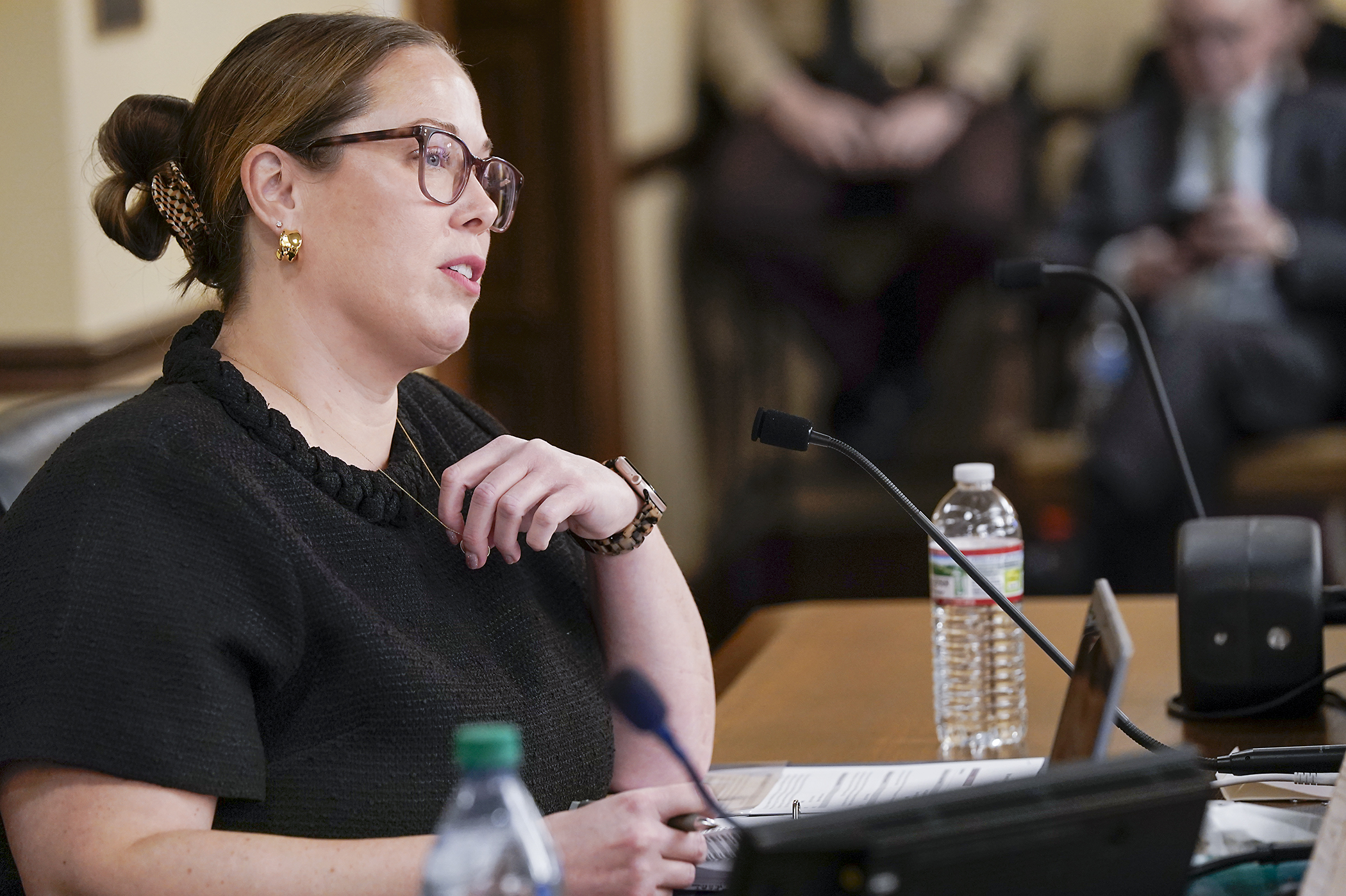 Erin Campbell, commissioner of Minnesota Management and Budget, answers a question Thursday from the House Capital Investment Committee regarding the governor's 2026 bonding recommendations. (Photo by Michele Jokinen)